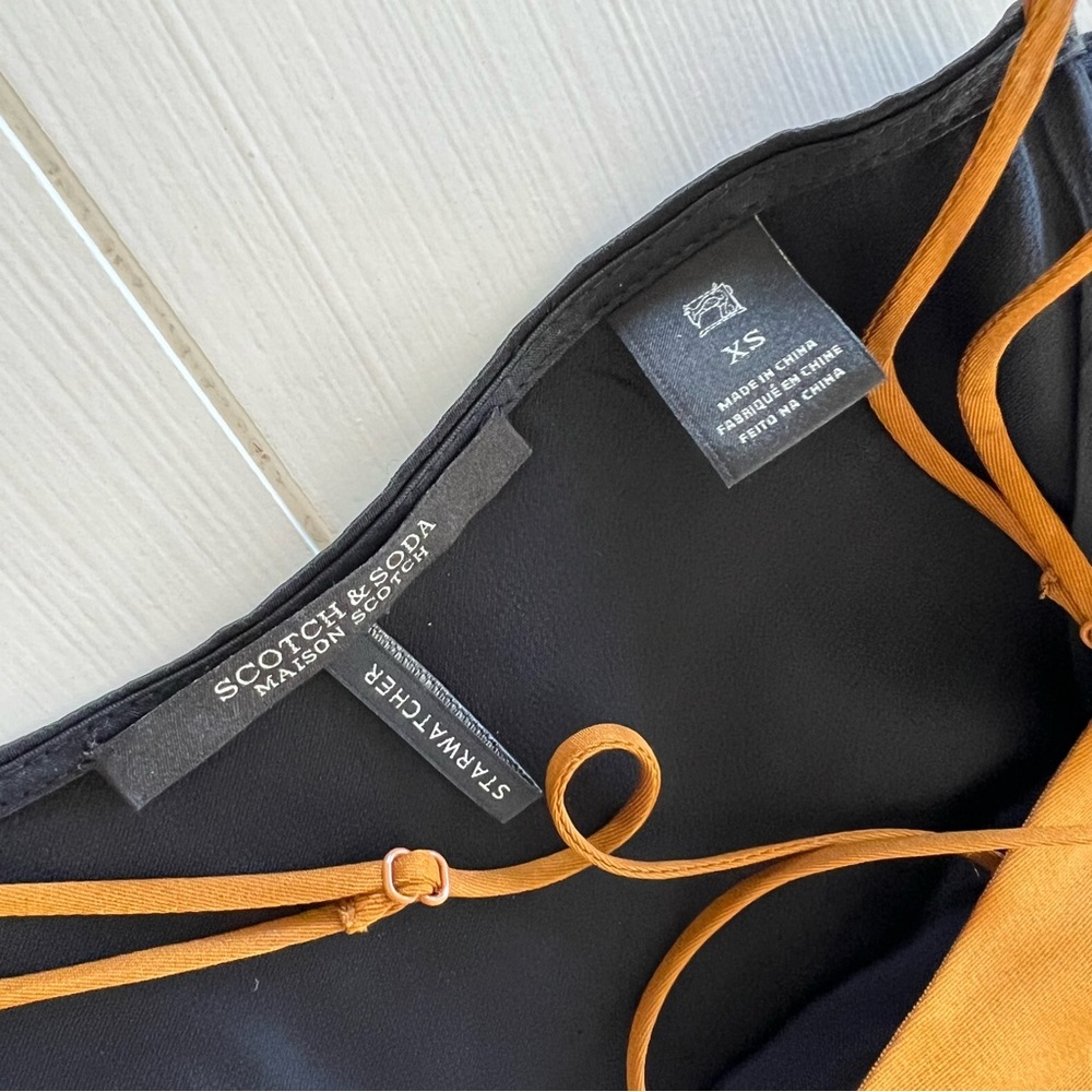 Scotch & Soda Satin Slip Dress Black Gold XS - Picture 9 of 17